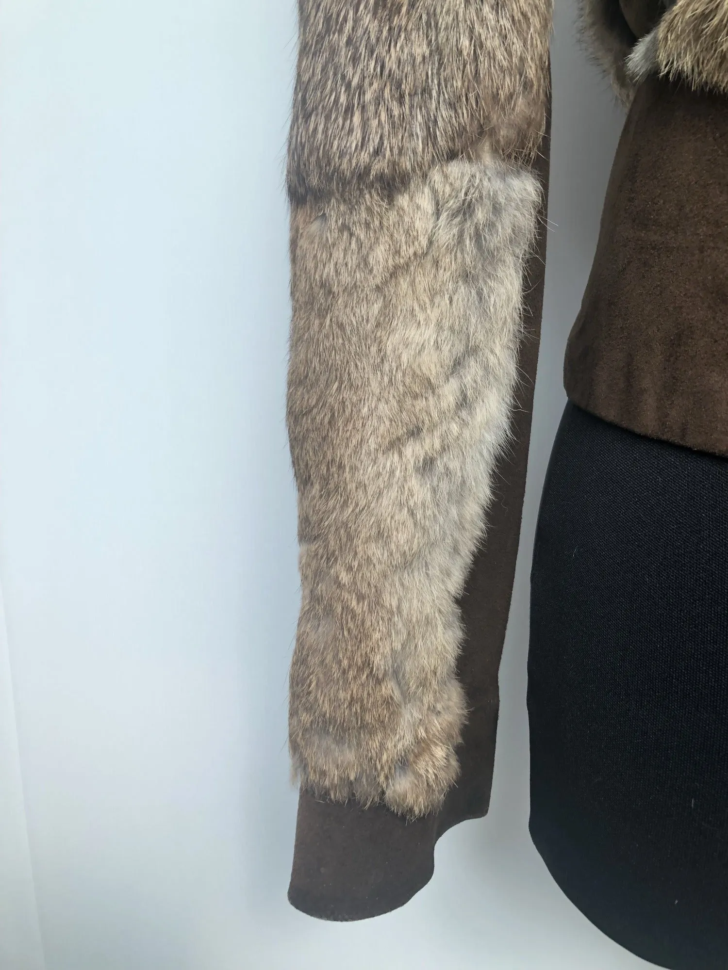 1970s Coney Fur and Suede Jacket in Brown - Size 8