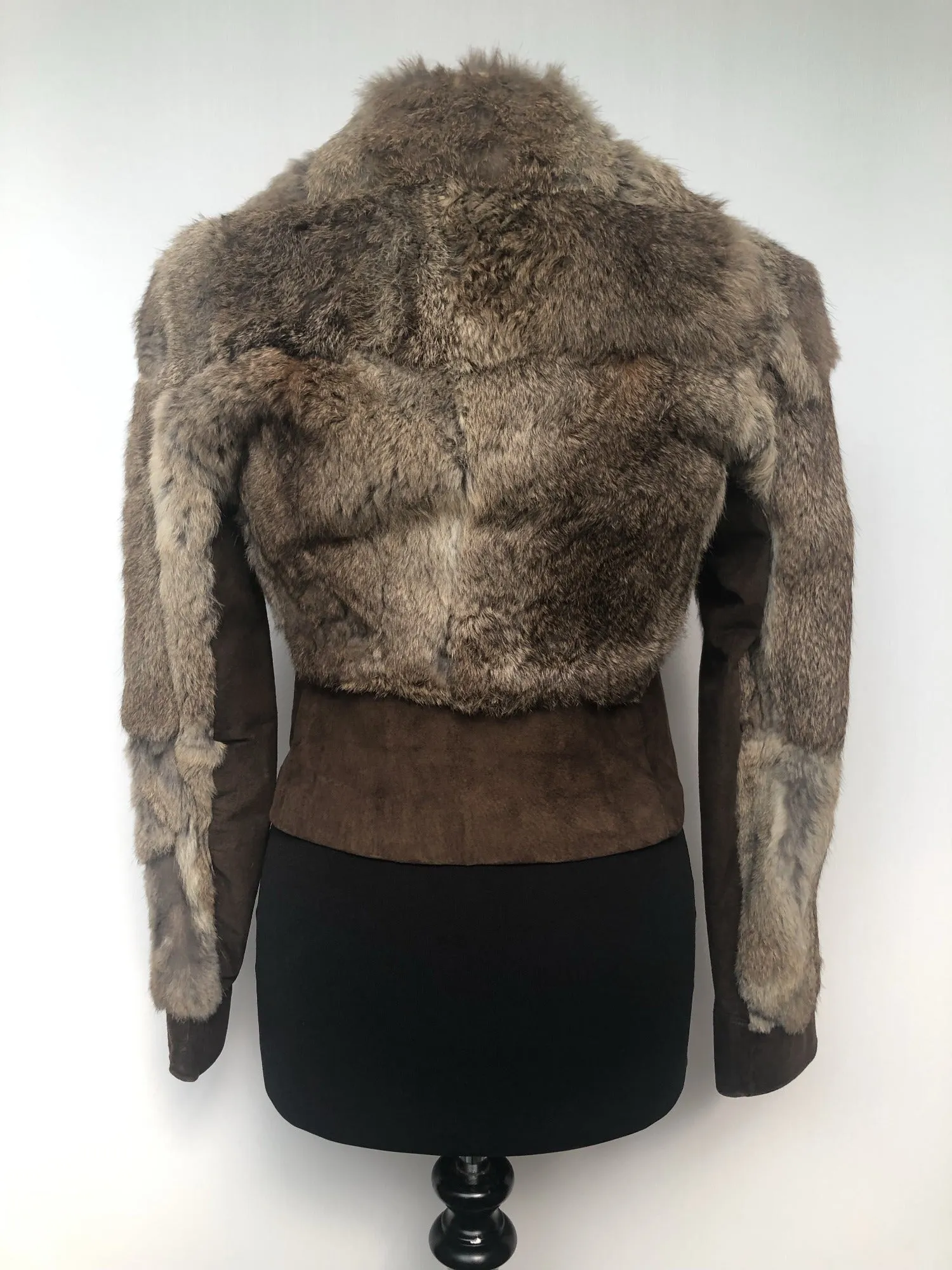 1970s Coney Fur and Suede Jacket in Brown - Size 8