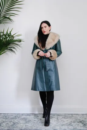 1970's Green Afghan Penny Lane Leather Sheepskin Coat