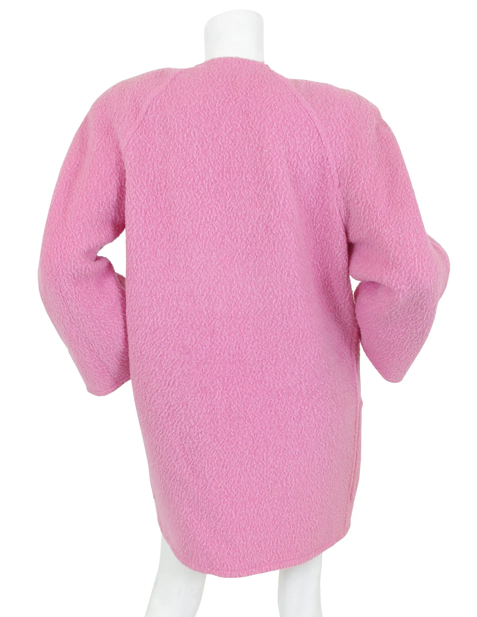 1980s Pink Wool Abalone Button Oversized Coat