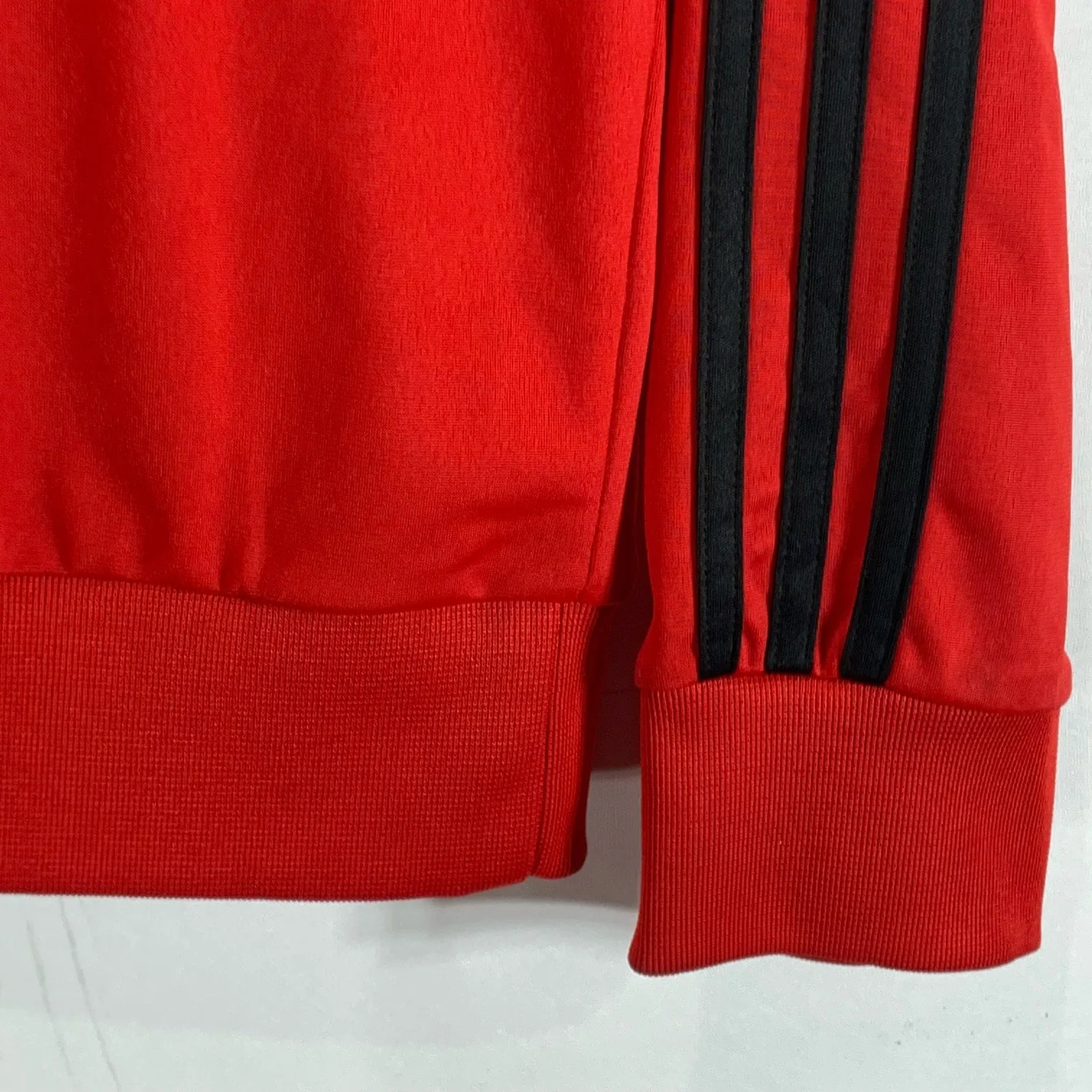 ADIDAS Men's Red/Black 3-Stripe Tricot Stand Collar Full-Zip Track Jacket SZ M