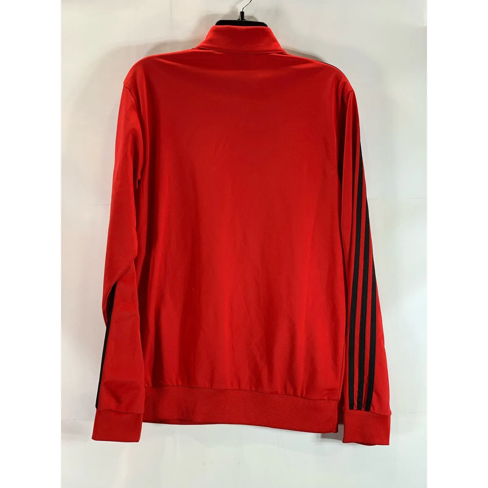 ADIDAS Men's Red/Black 3-Stripe Tricot Stand Collar Full-Zip Track Jacket SZ M