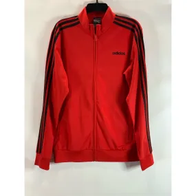 ADIDAS Men's Red/Black 3-Stripe Tricot Stand Collar Full-Zip Track Jacket SZ M