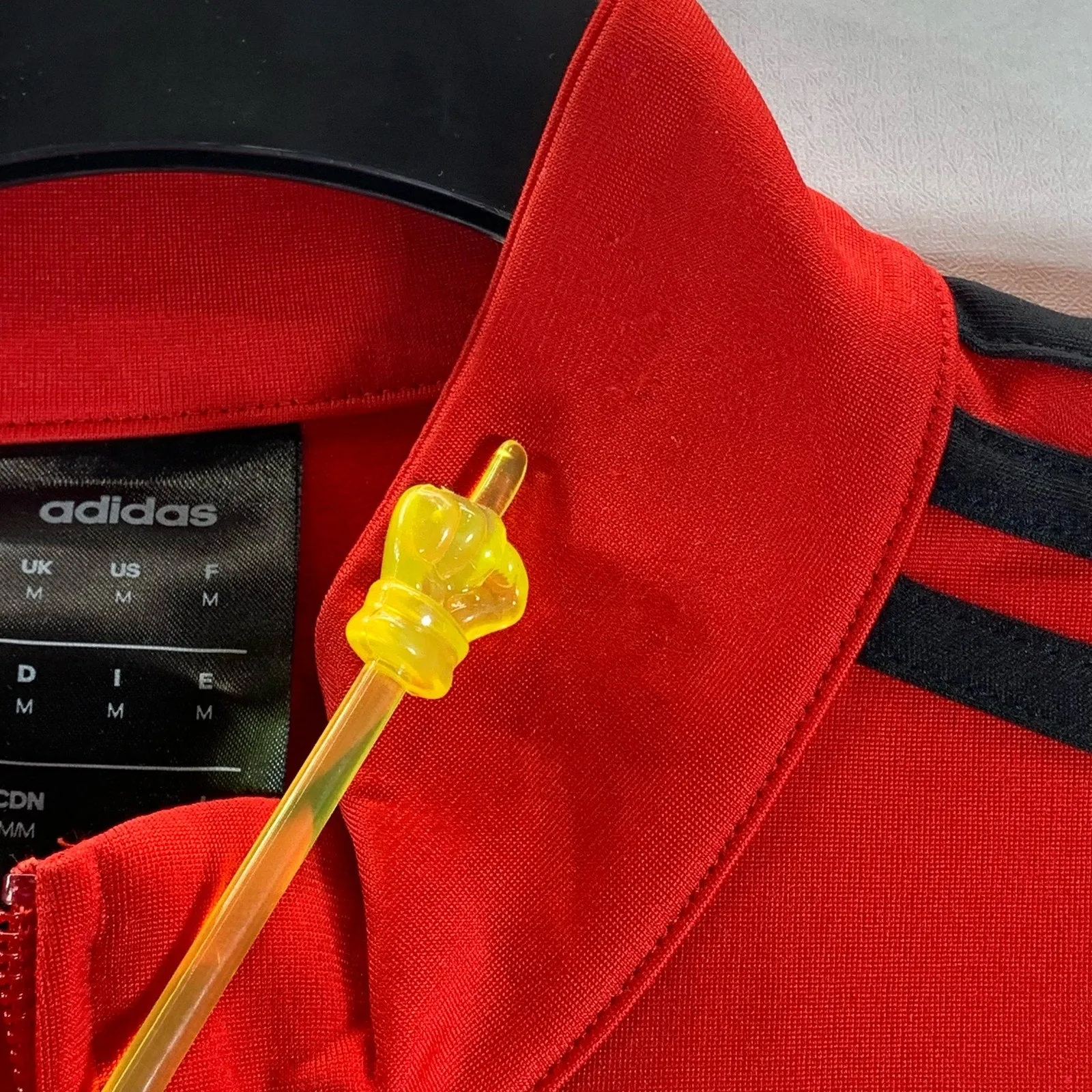 ADIDAS Men's Red/Black 3-Stripe Tricot Stand Collar Full-Zip Track Jacket SZ M