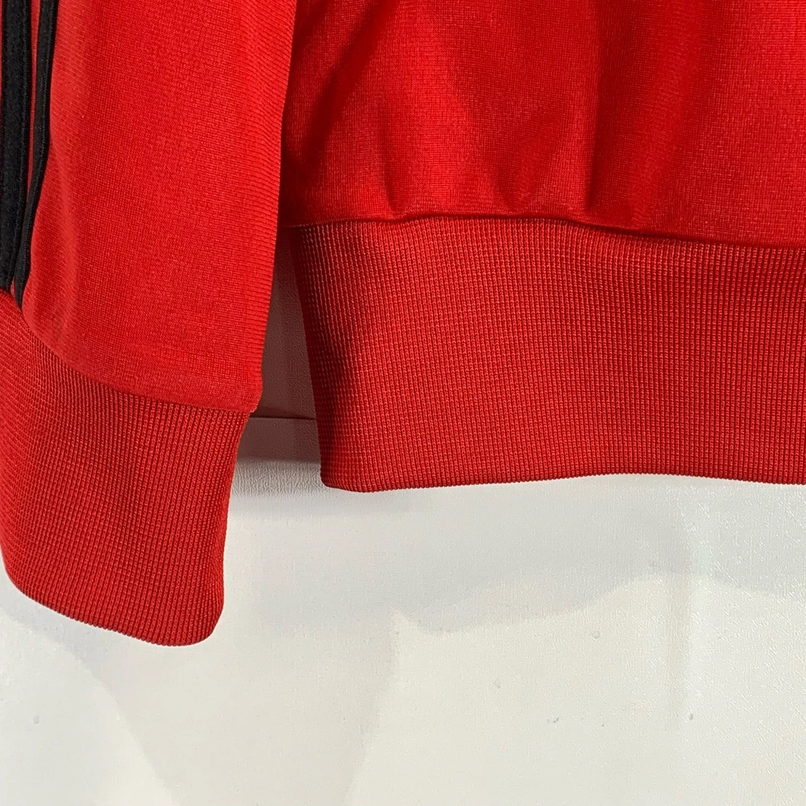 ADIDAS Men's Red/Black 3-Stripe Tricot Stand Collar Full-Zip Track Jacket SZ M