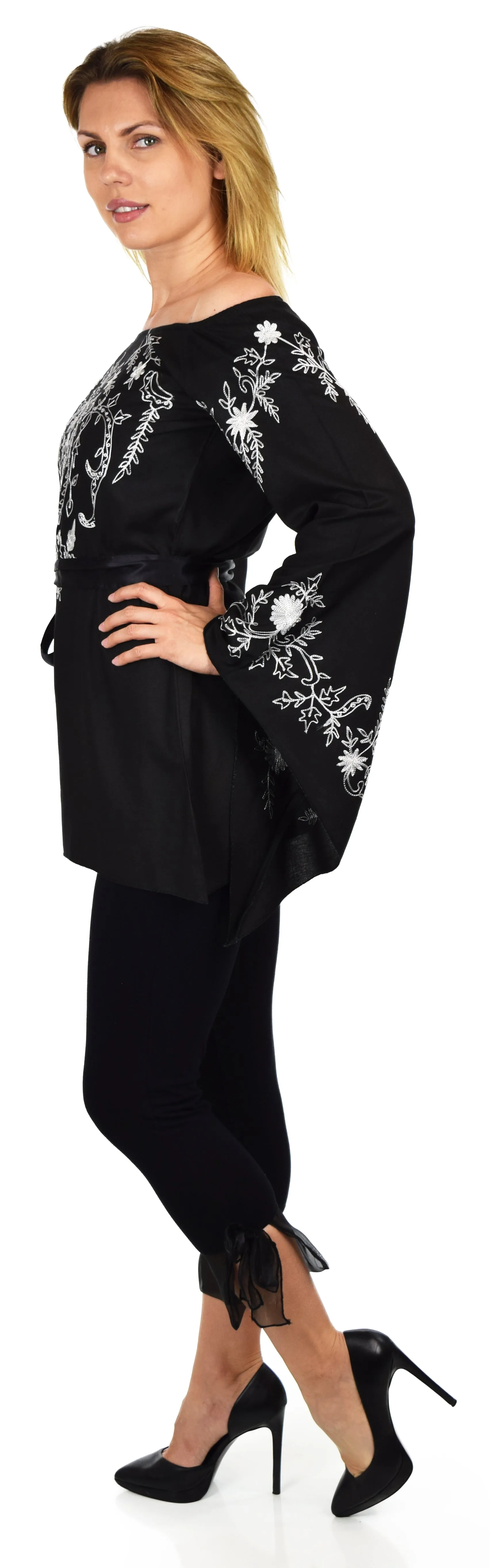 Aristocratic Embroidered Tunic, Off shoulder Tunic, Embroidered Blouse, Peasant blouse, Boho Top, Hip Hop Tunic.