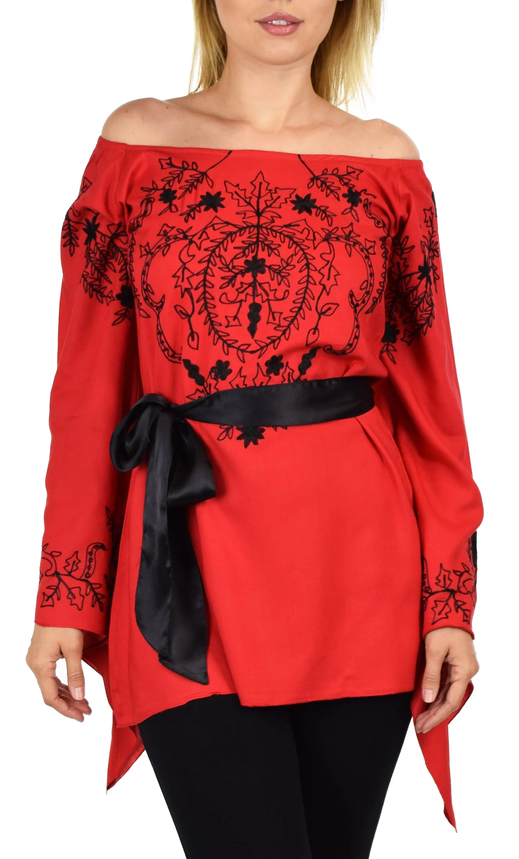 Aristocratic Embroidered Tunic, Off shoulder Tunic, Embroidered Blouse, Peasant blouse, Boho Top, Hip Hop Tunic.