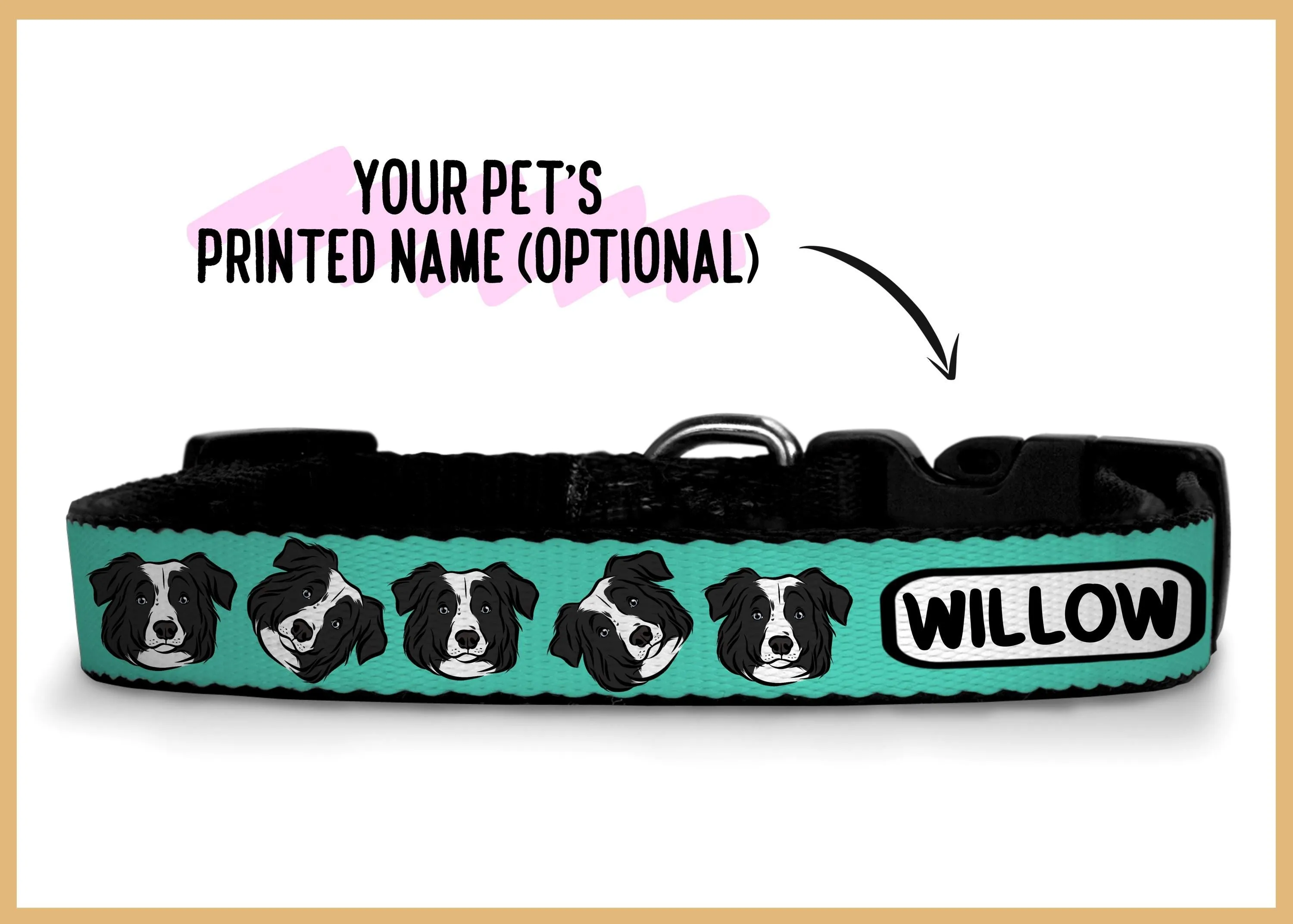 Australian Shepherd Collar/ Customised Dog Face Pattern Collar/ Pet Collar With Name/ Aussie Shepherd Collar/ Aussie Shepherd Mum Present