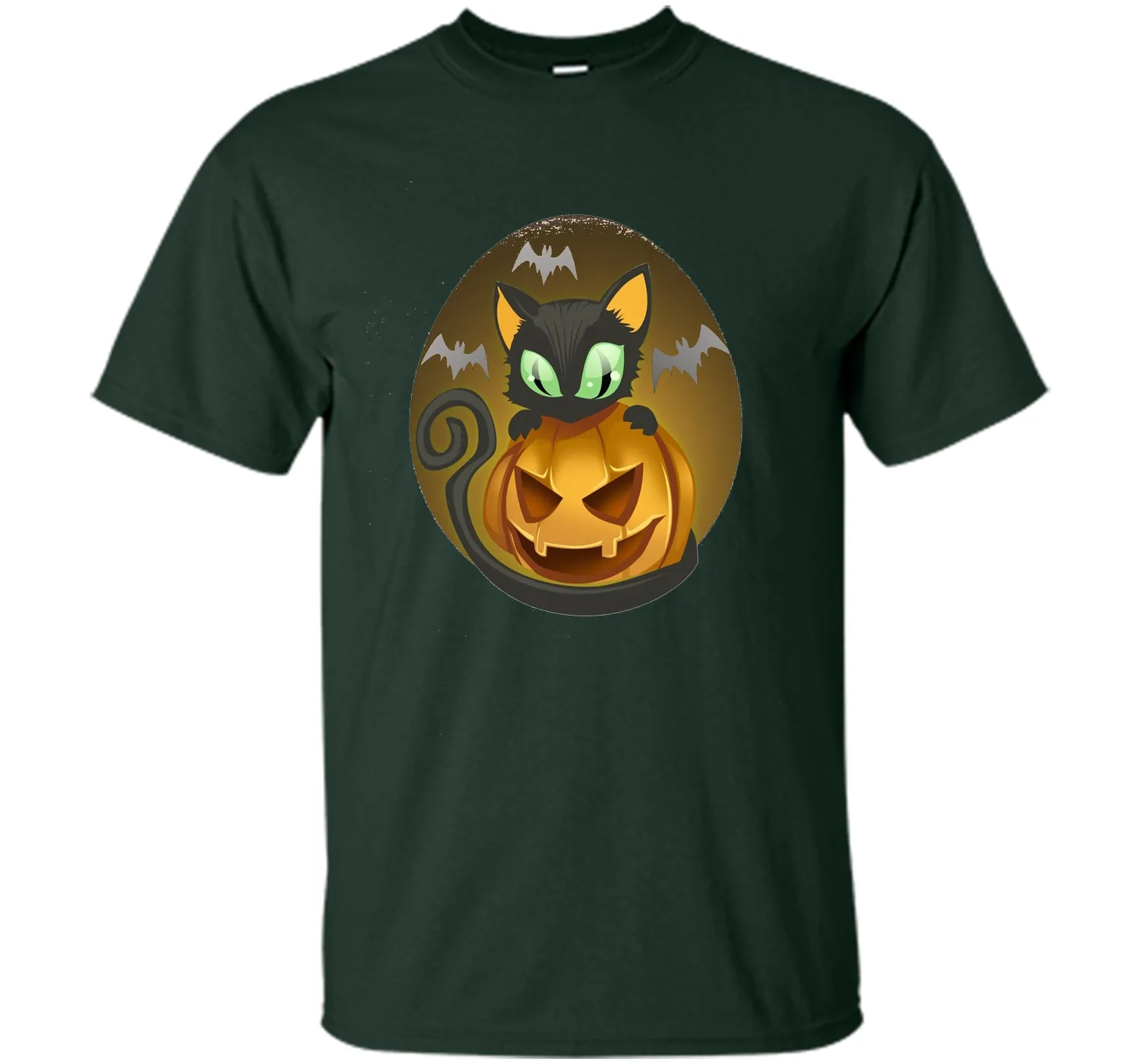 Bats, Black Cat, Pumpkin, Jack O Lantern Halloween T-Shirt