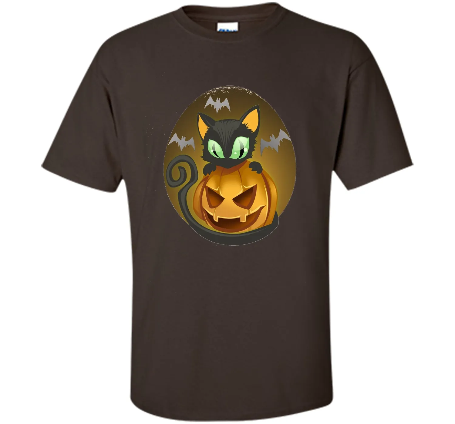Bats, Black Cat, Pumpkin, Jack O Lantern Halloween T-Shirt