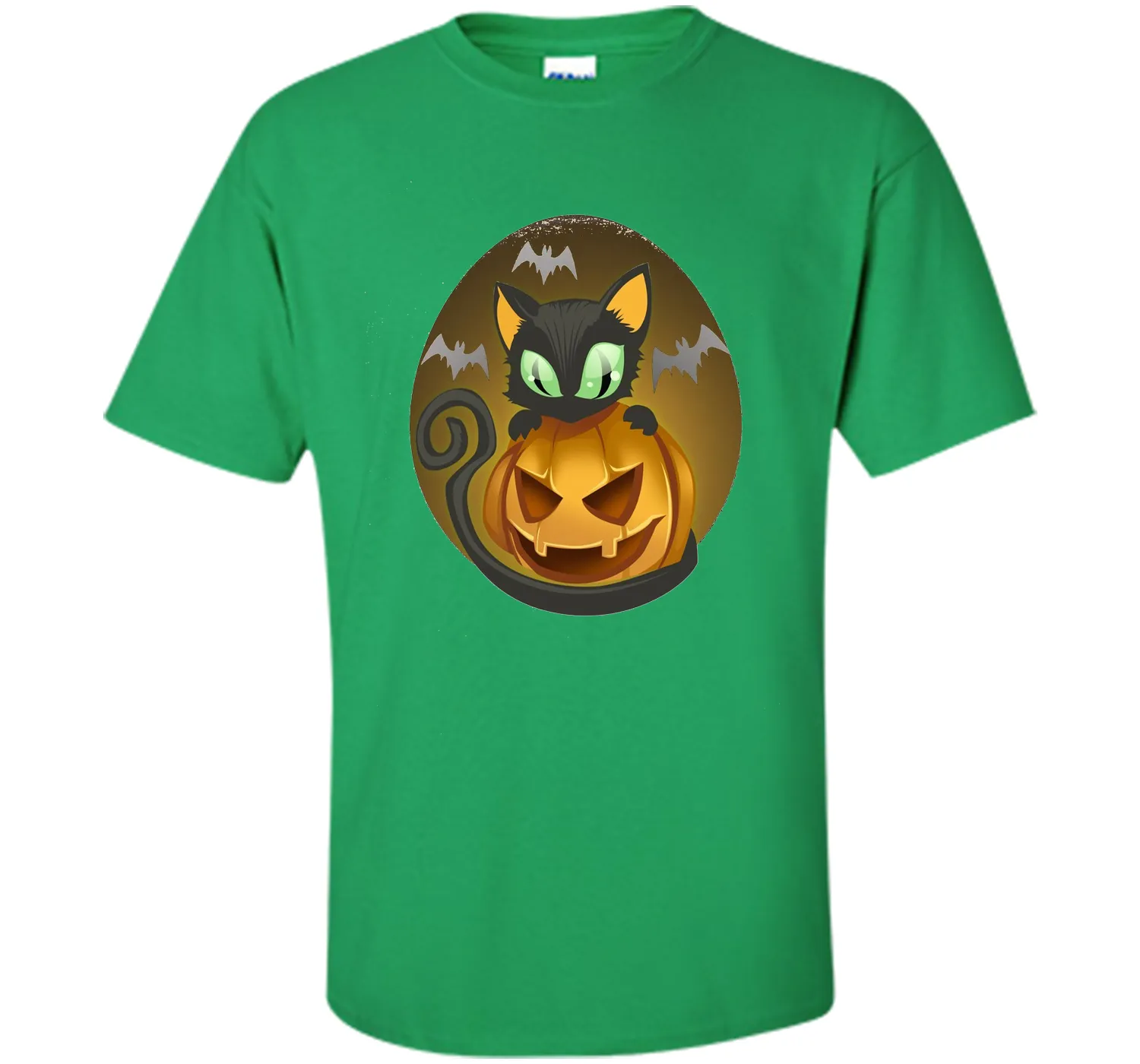 Bats, Black Cat, Pumpkin, Jack O Lantern Halloween T-Shirt