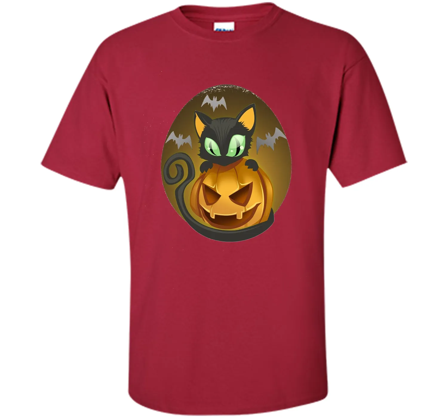Bats, Black Cat, Pumpkin, Jack O Lantern Halloween T-Shirt