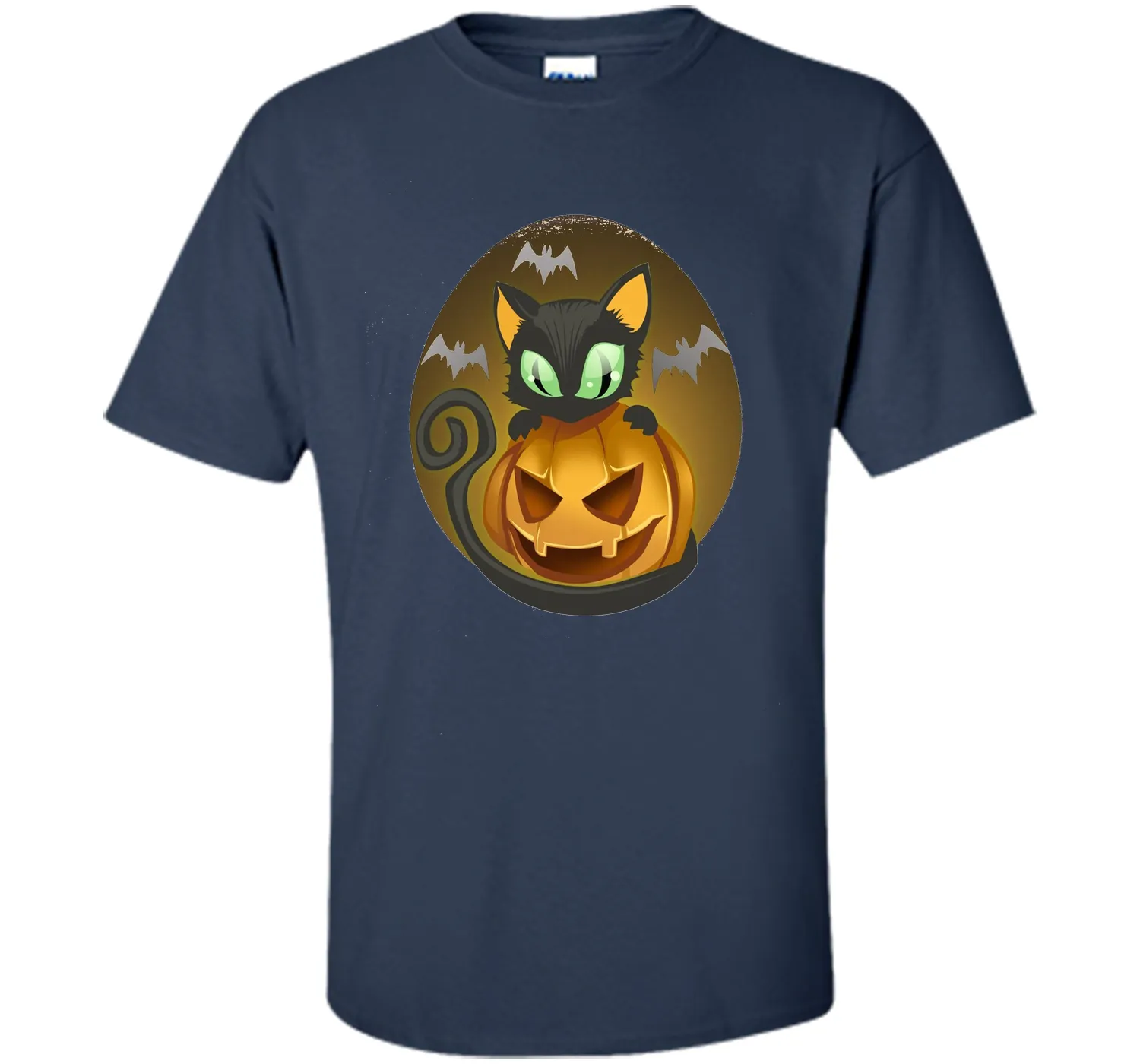 Bats, Black Cat, Pumpkin, Jack O Lantern Halloween T-Shirt