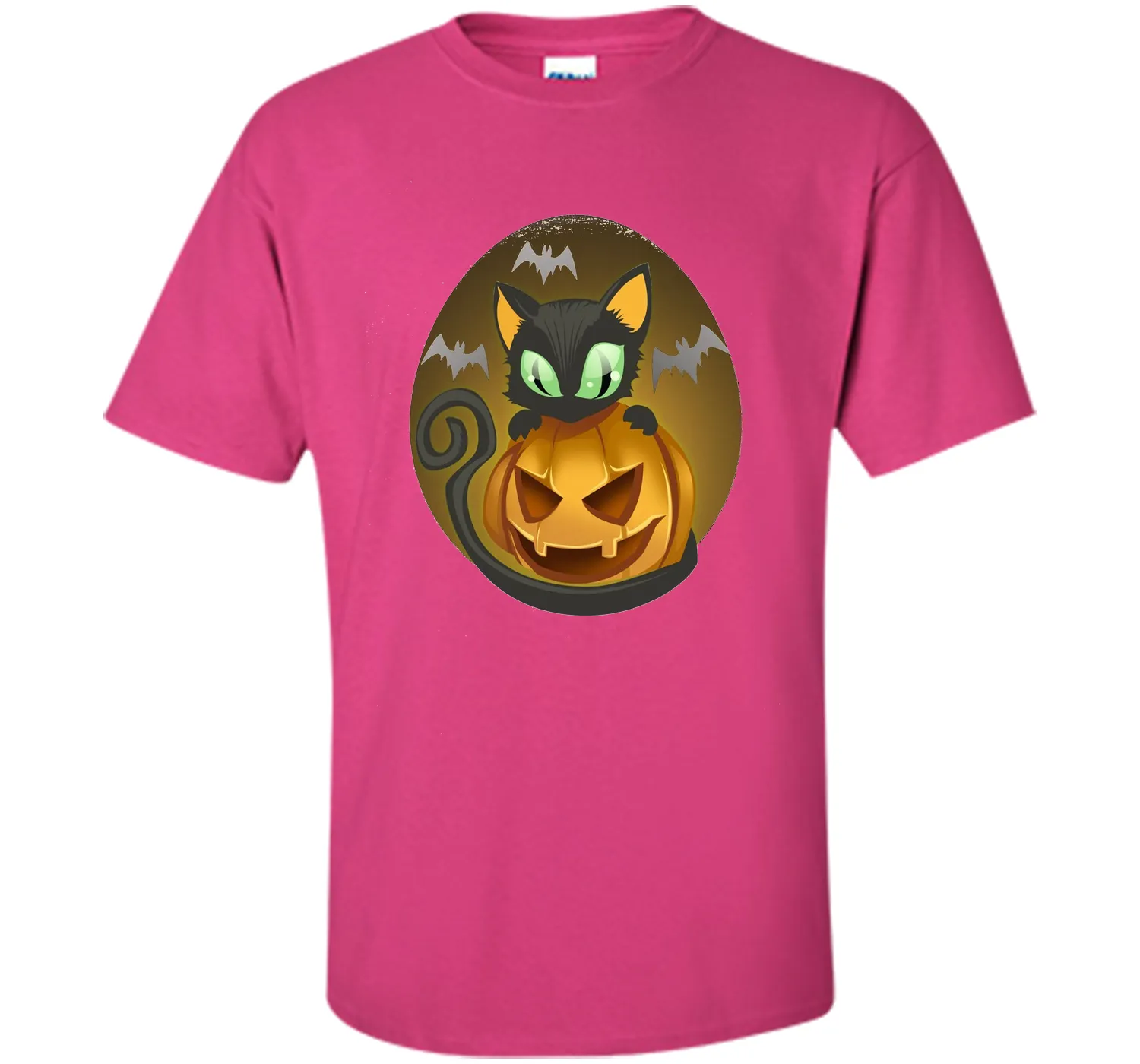 Bats, Black Cat, Pumpkin, Jack O Lantern Halloween T-Shirt