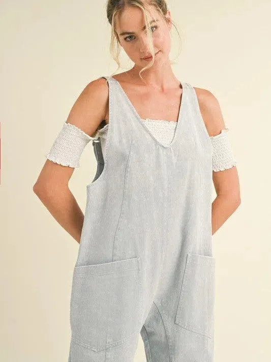 Be Yourself Mineral Wash Slouchy Harem Jumpsuit