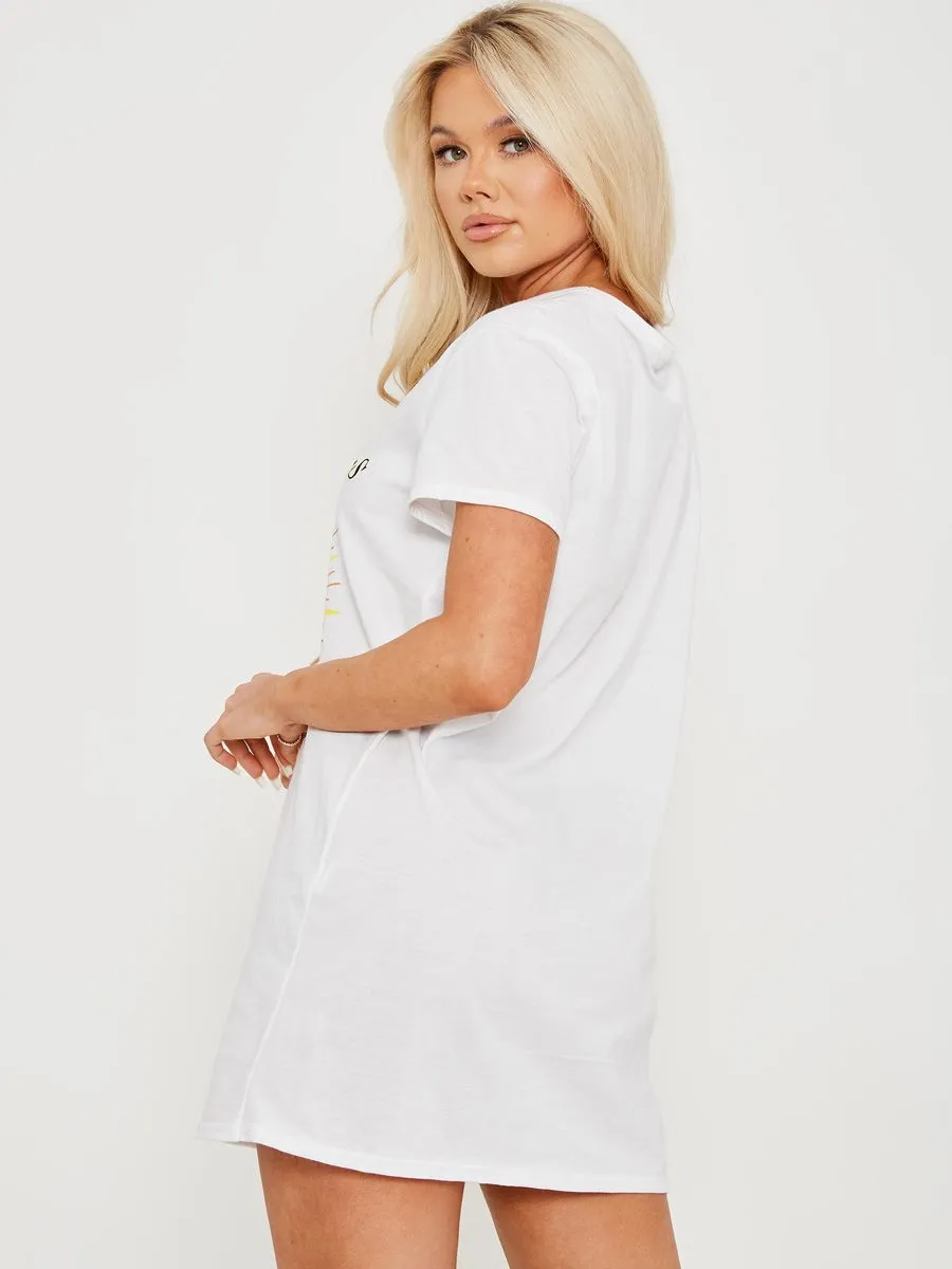Bekka Beverly Hills Butterfly Graphic Print T-shirt Dress In White