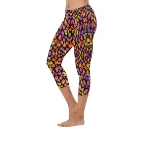 Black Pinky Leopard Capri Leggings up to 5 XL