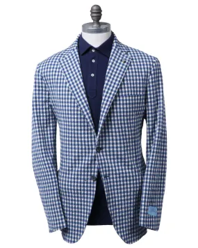 Blue and White Plaid Seersucker Sportcoat