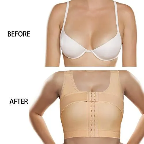 BRABIC Women’s Front Closure Bra Post-Surgery Posture Corrector Shaper Tops with Breast Support Band (Beige, M)