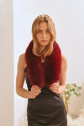 Burgundy Luxury Faux Fur Collar Scarf