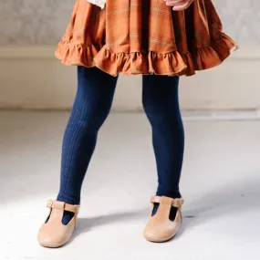 Cable Knit Tights - Navy Blue