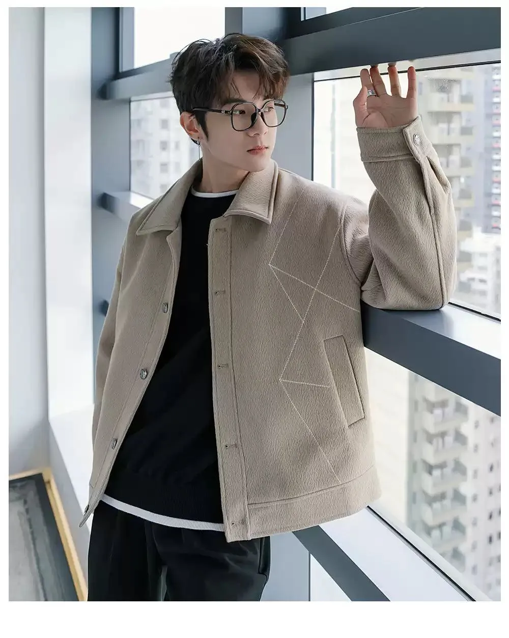 Chuan Bright Line Blend Wool Padded Jacket