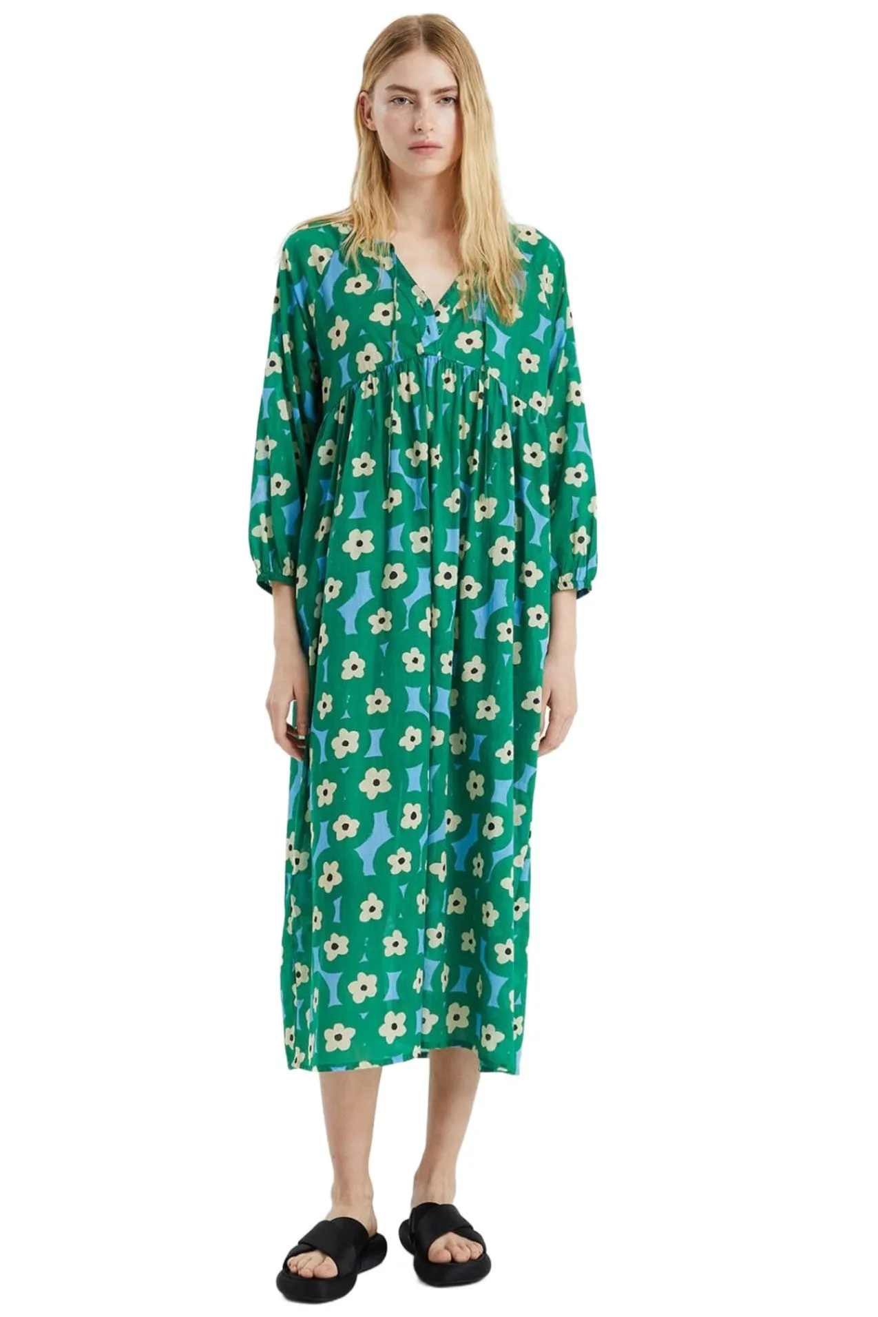 Compania Fantastica Beach Green Flower Print midi tunic dress