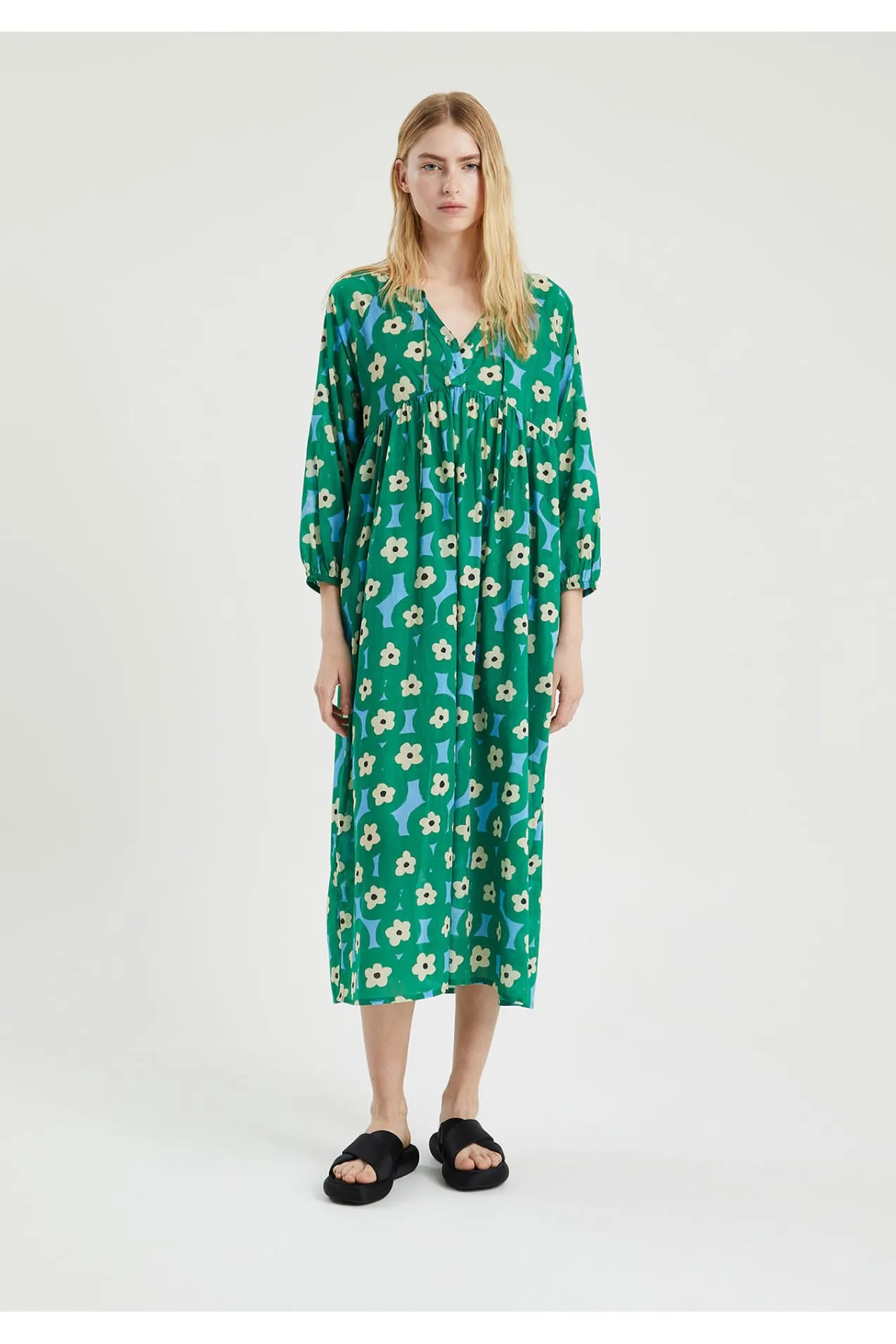 Compania Fantastica Beach Green Flower Print midi tunic dress