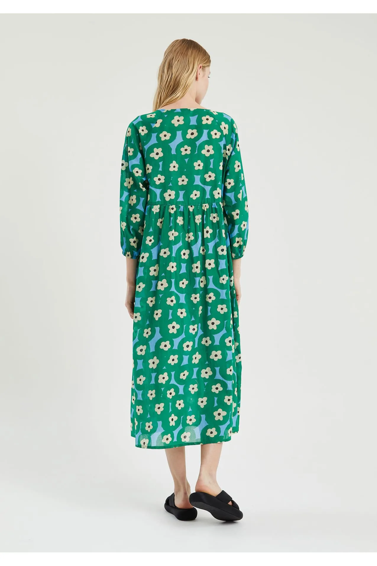 Compania Fantastica Beach Green Flower Print midi tunic dress