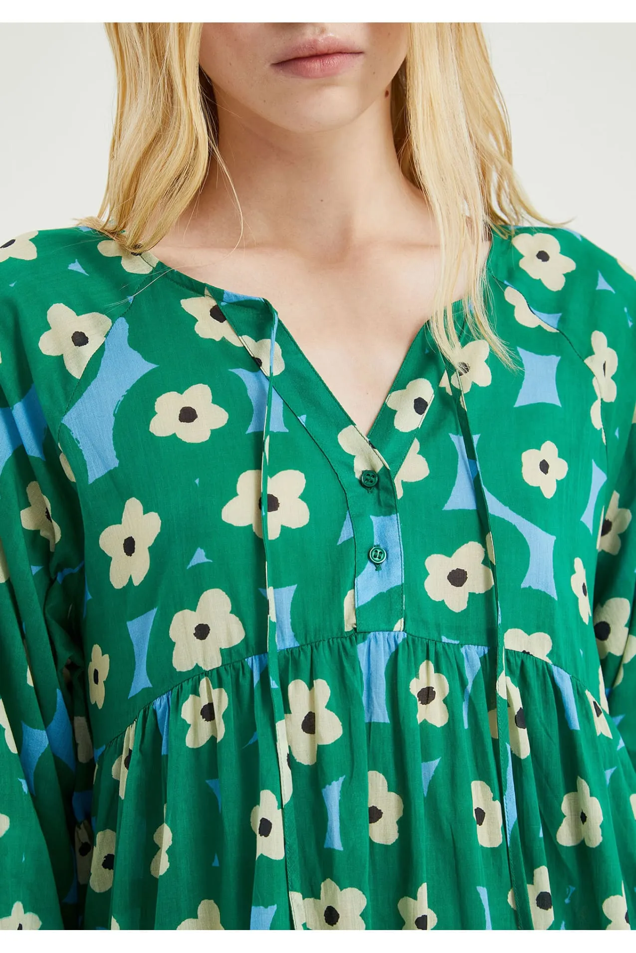 Compania Fantastica Beach Green Flower Print midi tunic dress
