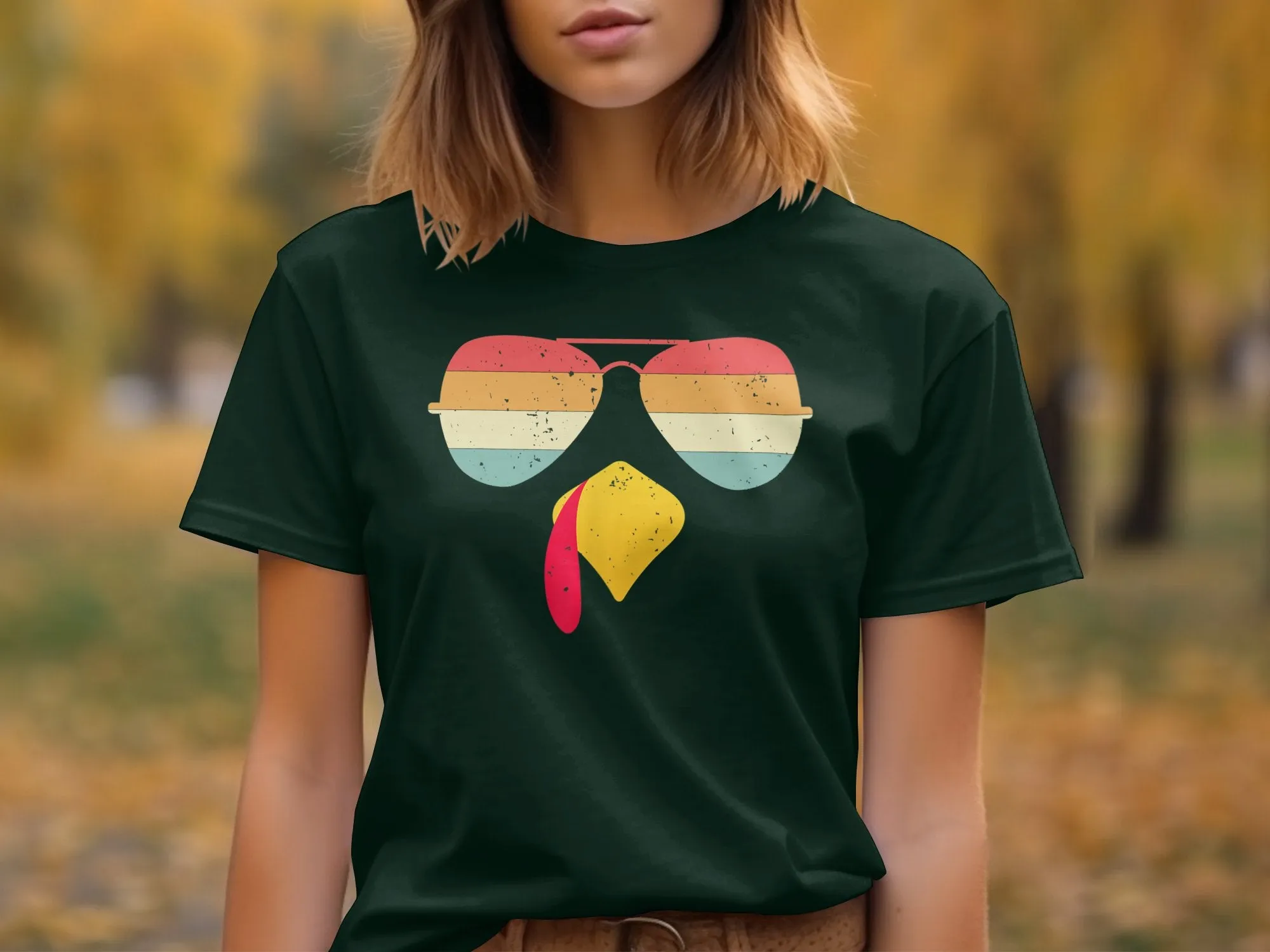 Cool Turkey Face With Sunglasses Funny Thanksgiving Shirt, Tank, Sweatshirt & Matching Family Shirts.