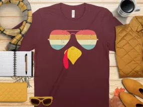 Cool Turkey Face With Sunglasses Funny Thanksgiving Shirt, Tank, Sweatshirt & Matching Family Shirts.