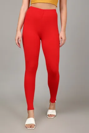 COTTON ANKLE LEGGINGS - RED