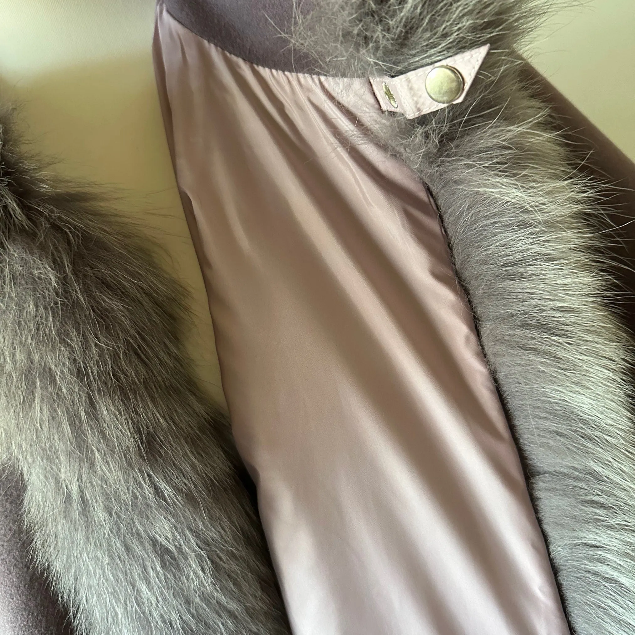 Dark Purple Women Winter Cashmere Coat Cape Poncho Trim Fox Fur, Winter Women's Poncho Jacket lined, Cozy Warm Women's coat with a hood