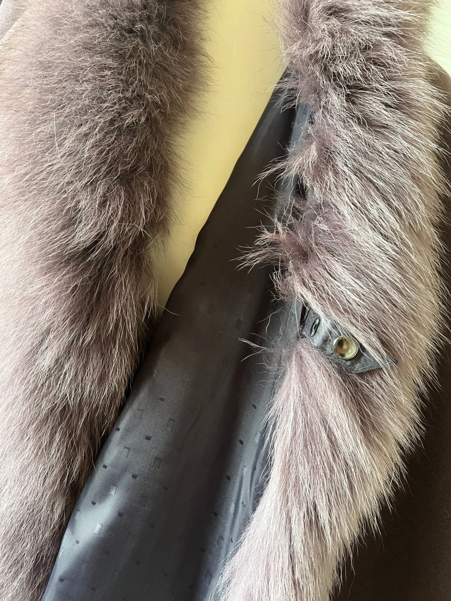 Dark Purple Women Winter Coat Cape Trim Fox Fur, Winter Women's Poncho Jacket lined, Warm Elegant Women's coat