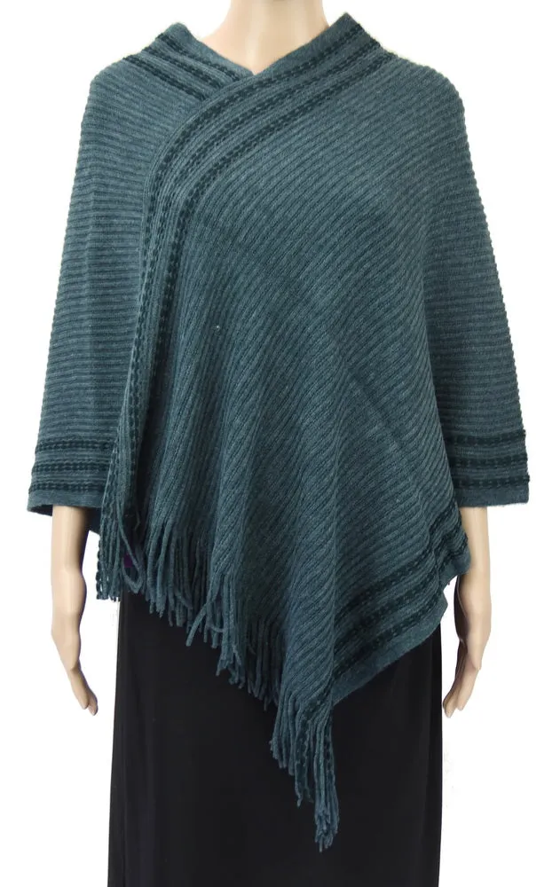 diagonal border poncho