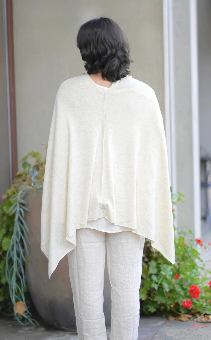 Dolma Cashmere Poncho - IVORY