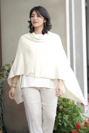Dolma Cashmere Poncho - IVORY