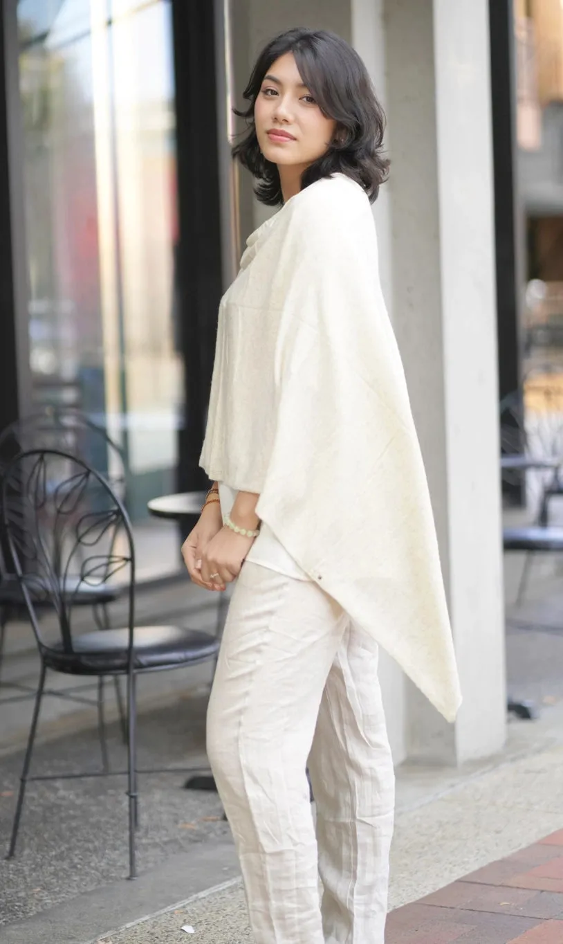 Dolma Cashmere Poncho - IVORY