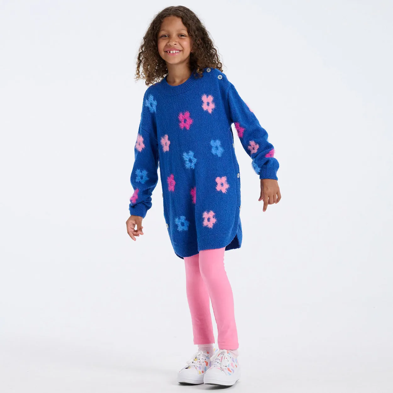 Girls Bold Flowers Sweater Tunic