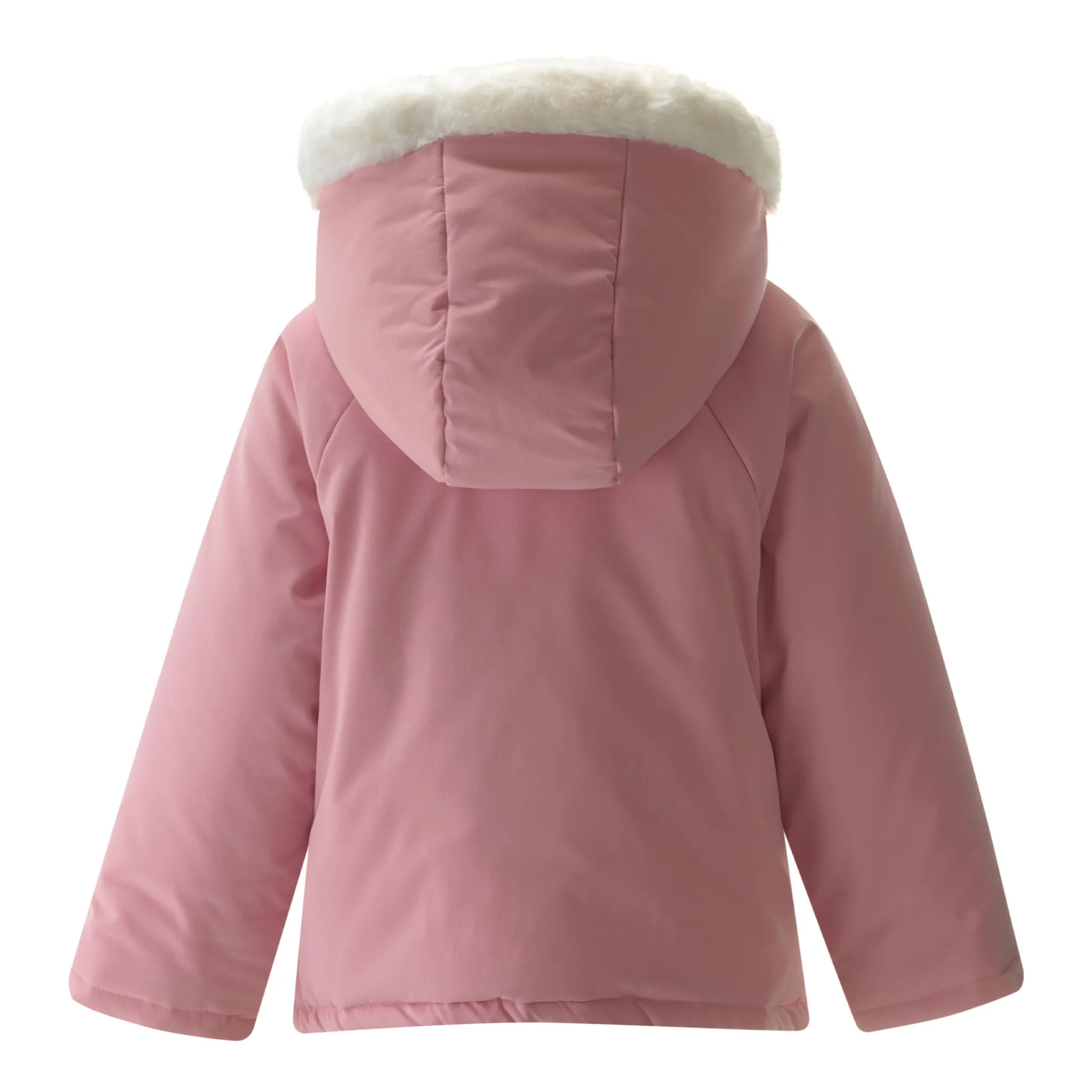 Girls Pink Faux Fur Trim Coat