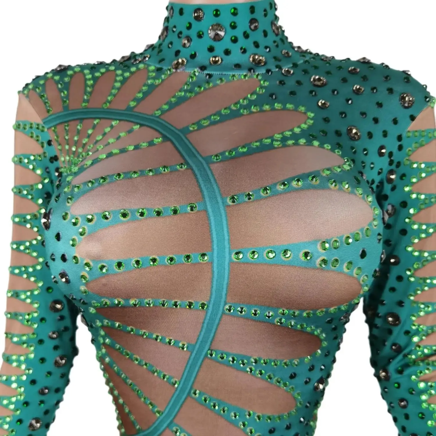 Green Envy – The Ultimate Rhinestone Bodysuit for Party Gods & Stage Icons