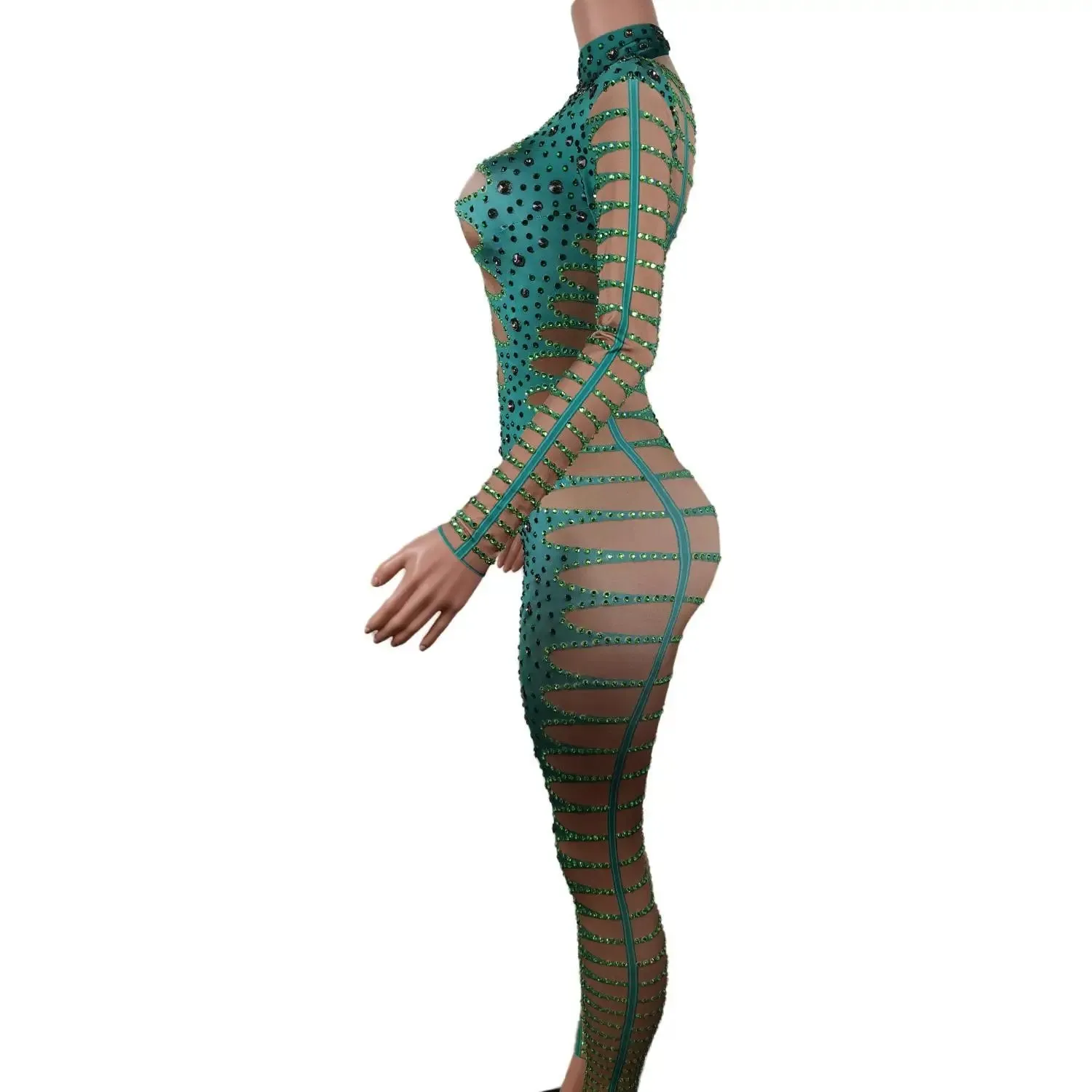 Green Envy – The Ultimate Rhinestone Bodysuit for Party Gods & Stage Icons