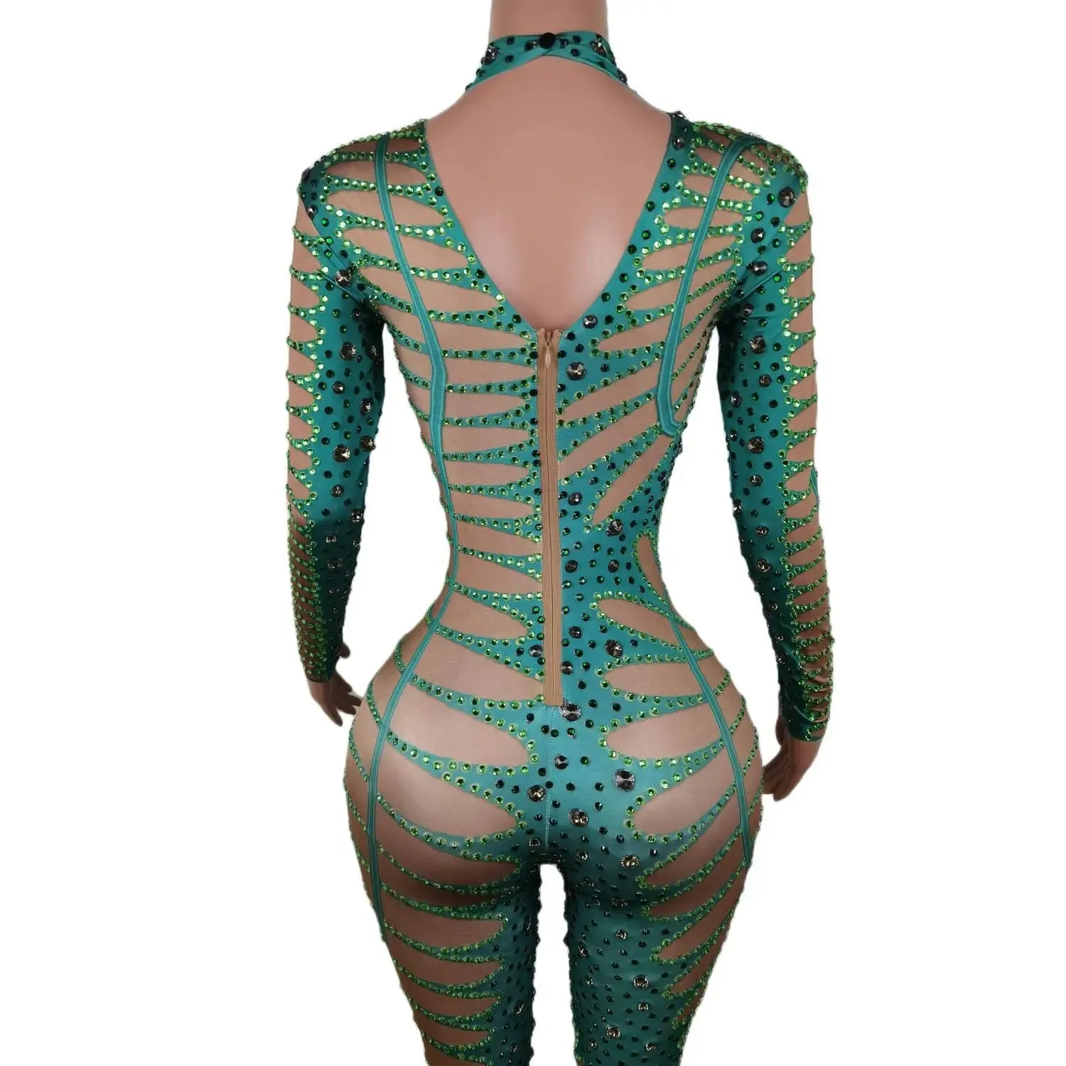 Green Envy – The Ultimate Rhinestone Bodysuit for Party Gods & Stage Icons