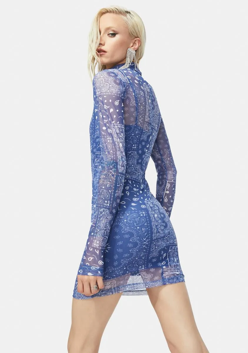 High Neck Bandana Mini Dress