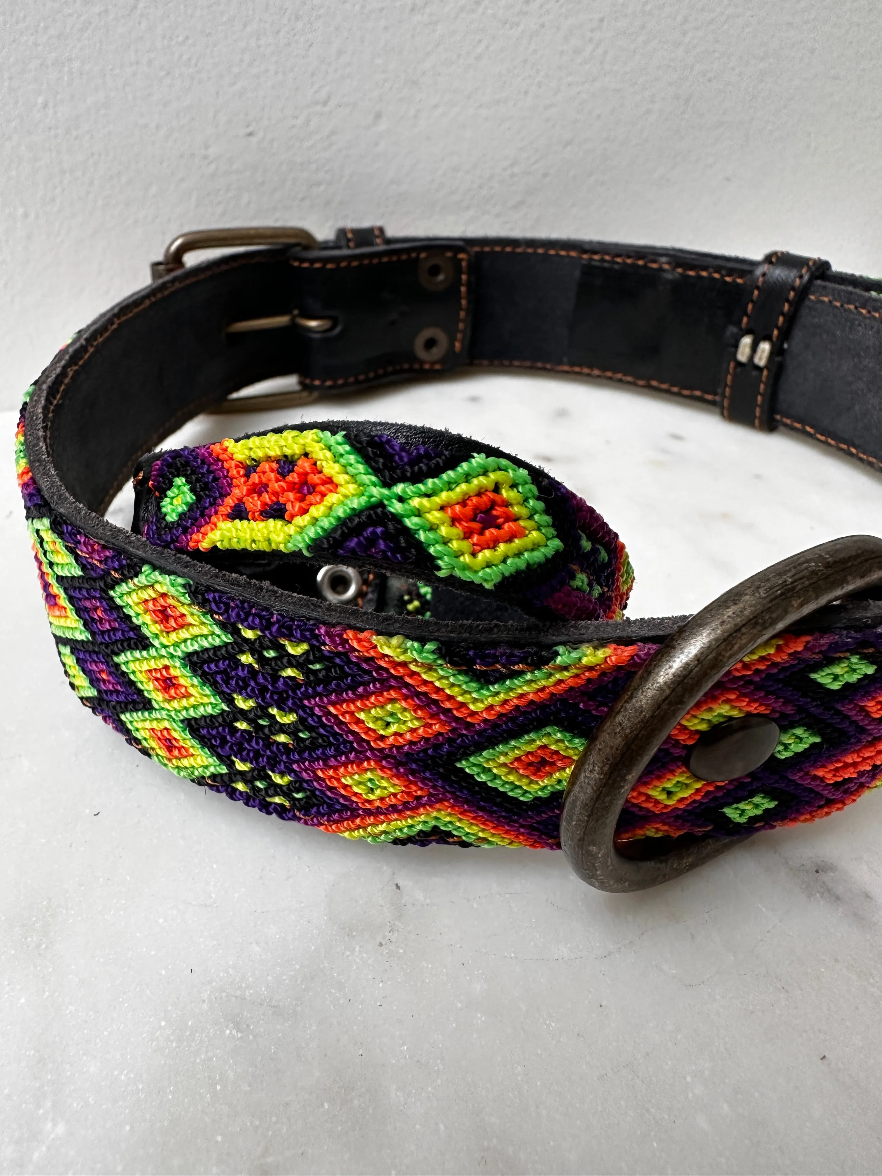 Huichol Embroidered Wide Dog Collar XL2