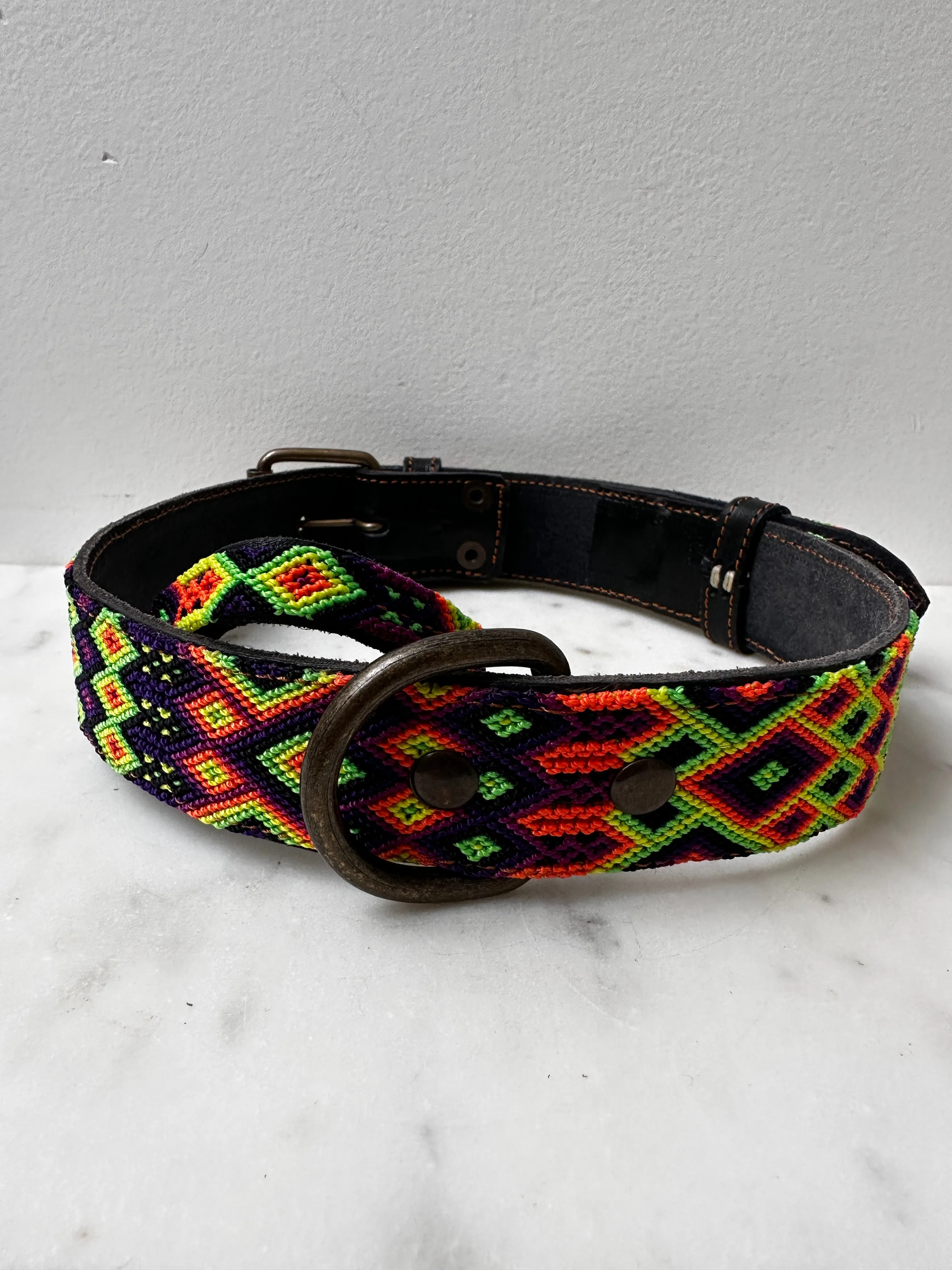 Huichol Embroidered Wide Dog Collar XL2