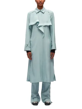 Lightweight Trench Dress With Cascade Drape (Powder Blue)