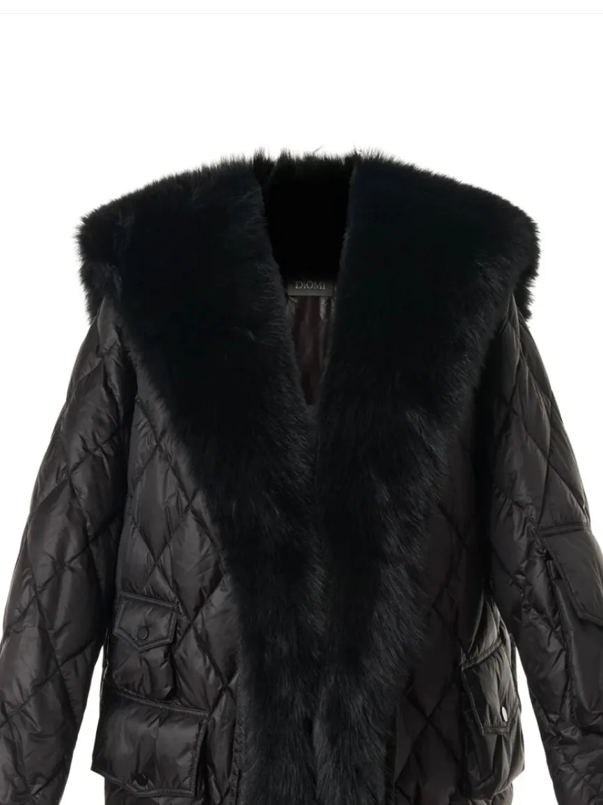 Long Down Jacket with Sailor Fox Collar