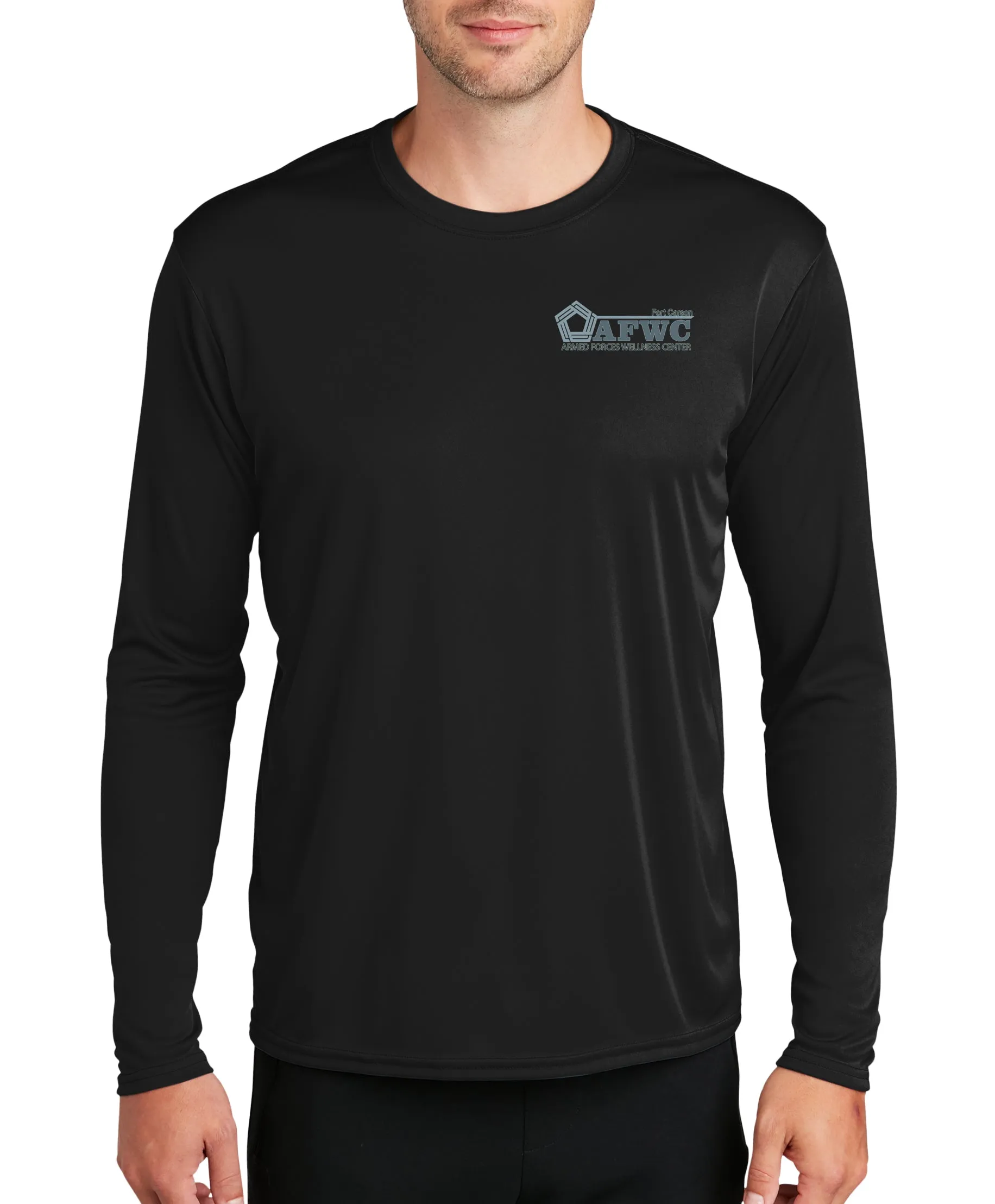LS Polyester Performance Shirt. Feels like Cotton. Art on Back